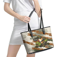 Wheek Squad Guinea Pig Leather Tote Bag Funny Military Tactical Camo Veggie Division Schematic