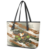 Wheek Squad Guinea Pig Leather Tote Bag Funny Military Tactical Camo Veggie Division Schematic