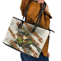 Wheek Squad Guinea Pig Leather Tote Bag Funny Military Tactical Camo Veggie Division Schematic