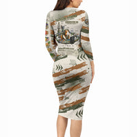 Wheek Squad Guinea Pig Long Sleeve Bodycon Dress Funny Military Tactical Camo Veggie Division Schematic