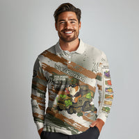Wheek Squad Guinea Pig Long Sleeve Polo Shirt Funny Military Tactical Camo Veggie Division Schematic