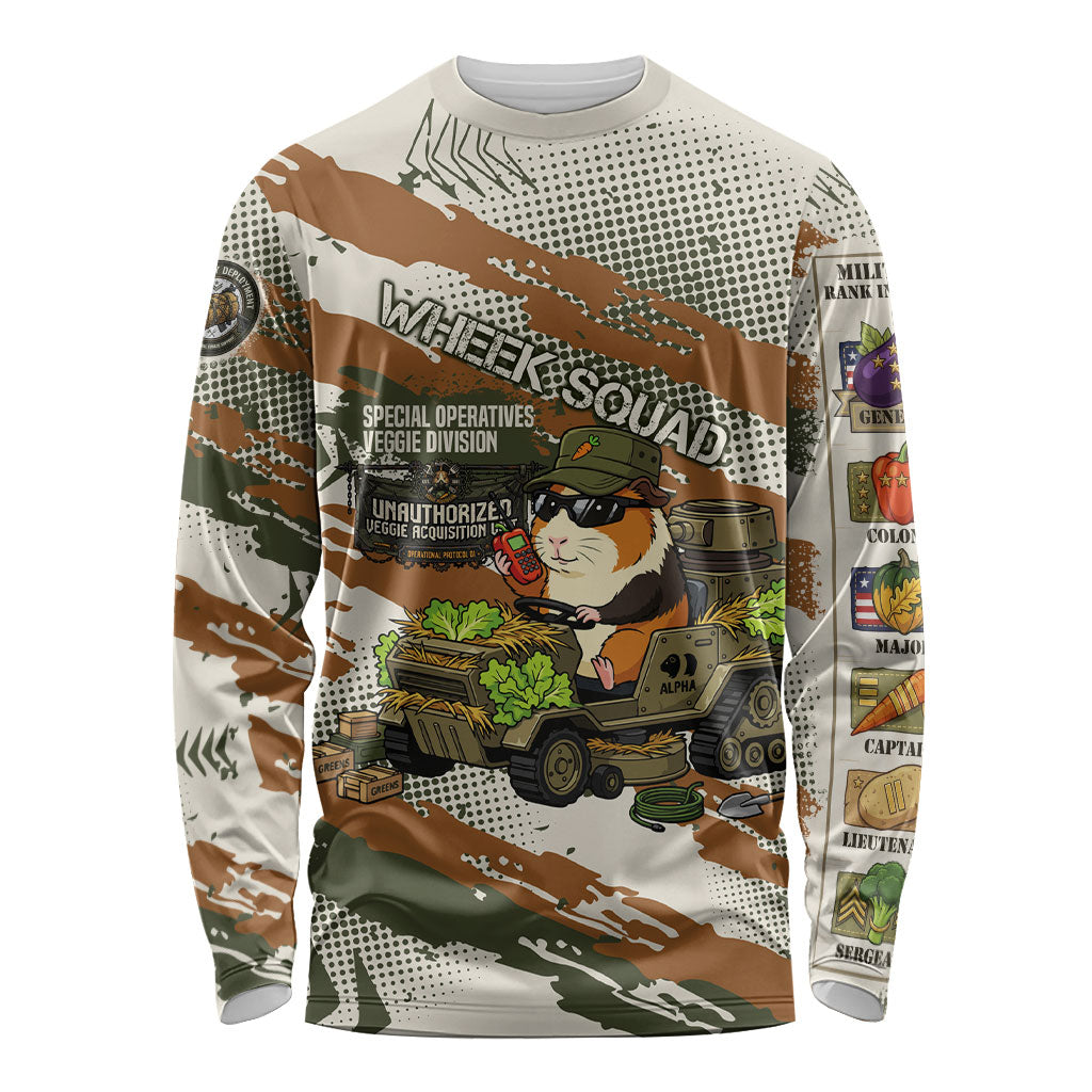 Wheek Squad Guinea Pig Long Sleeve Shirt Funny Military Tactical Camo Veggie Division Schematic