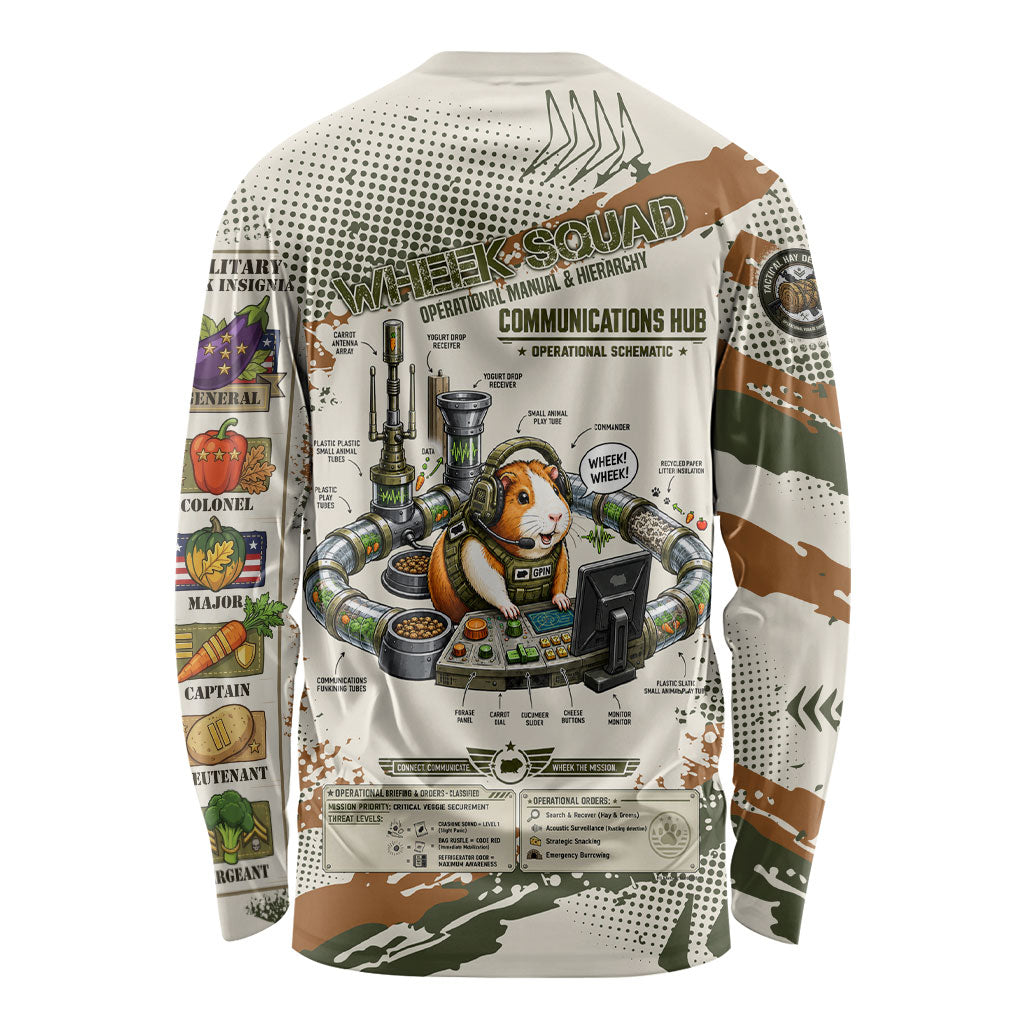 Wheek Squad Guinea Pig Long Sleeve Shirt Funny Military Tactical Camo Veggie Division Schematic