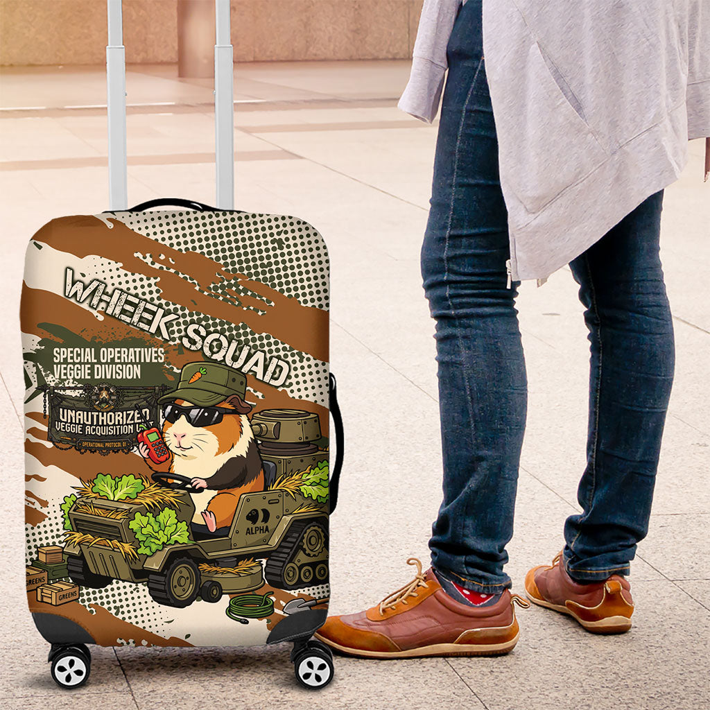 Wheek Squad Guinea Pig Luggage Cover Funny Military Tactical Camo Veggie Division Schematic