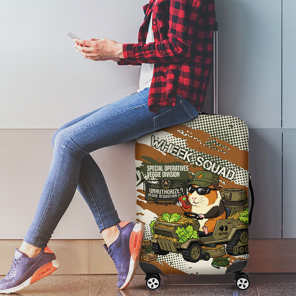 Wheek Squad Guinea Pig Luggage Cover Funny Military Tactical Camo Veggie Division Schematic