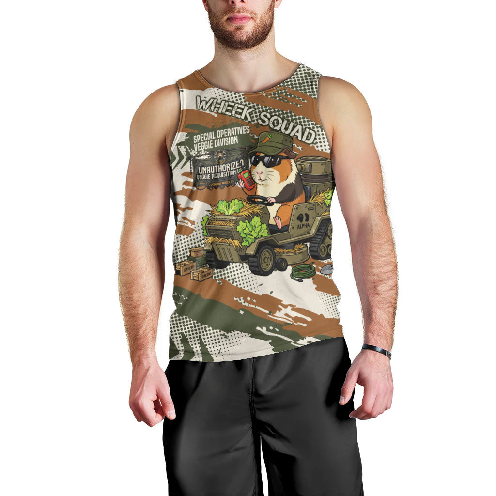 Wheek Squad Guinea Pig Men Tank Top Funny Military Tactical Camo Veggie Division Schematic