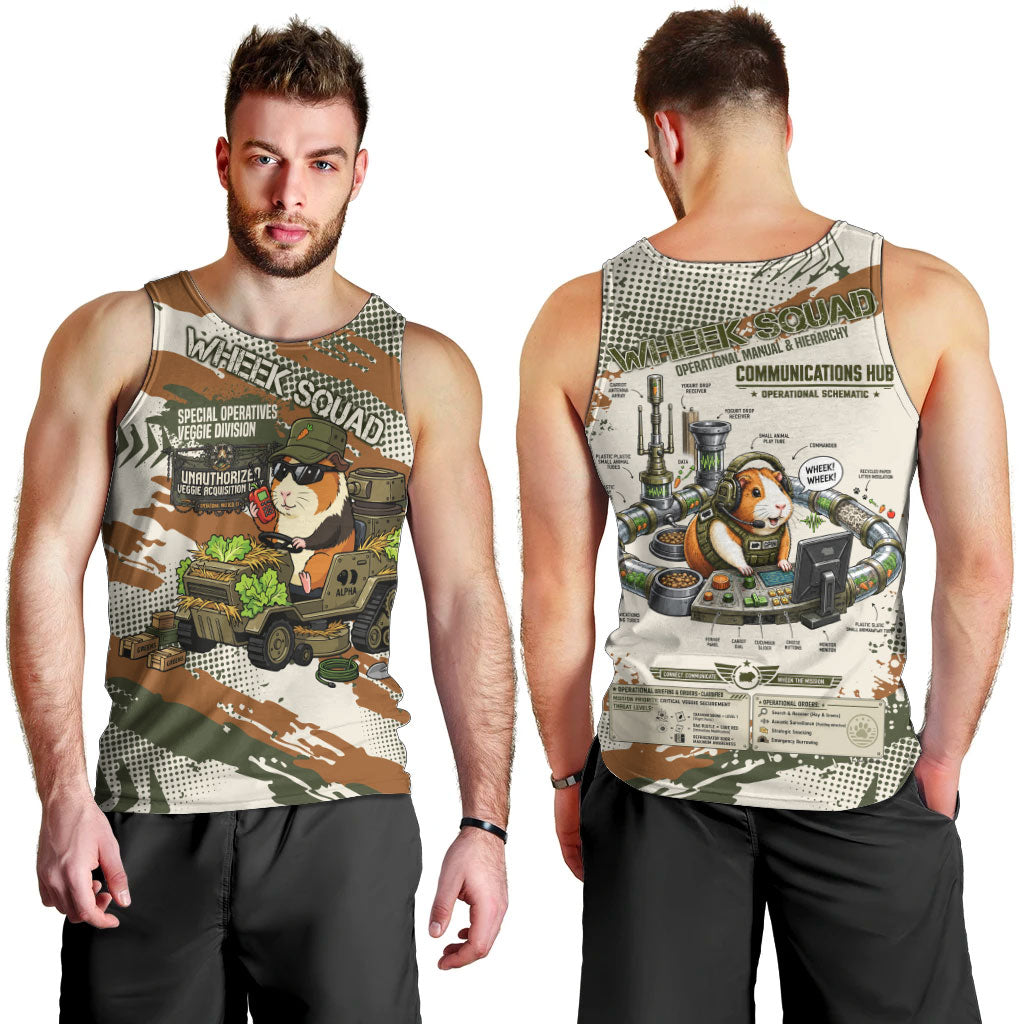 Wheek Squad Guinea Pig Men Tank Top Funny Military Tactical Camo Veggie Division Schematic