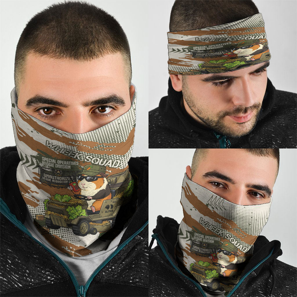 Wheek Squad Guinea Pig Neck Gaiter Funny Military Tactical Camo Veggie Division Schematic