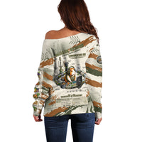 Wheek Squad Guinea Pig Off Shoulder Sweater Funny Military Tactical Camo Veggie Division Schematic
