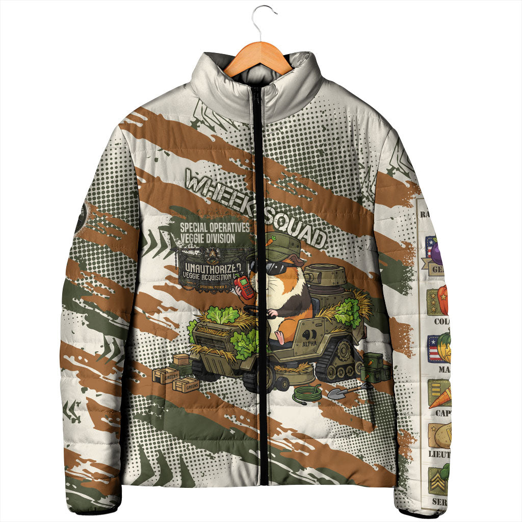 Wheek Squad Guinea Pig Padded Jacket Funny Military Tactical Camo Veggie Division Schematic