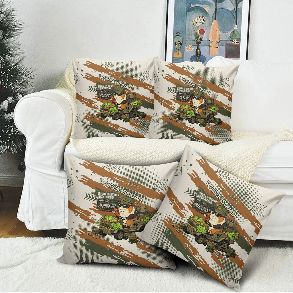 Wheek Squad Guinea Pig Pillow Cover Funny Military Tactical Camo Veggie Division Schematic