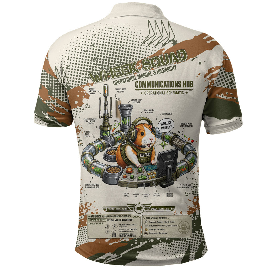 Wheek Squad Guinea Pig Polo Shirt Funny Military Tactical Camo Veggie Division Schematic