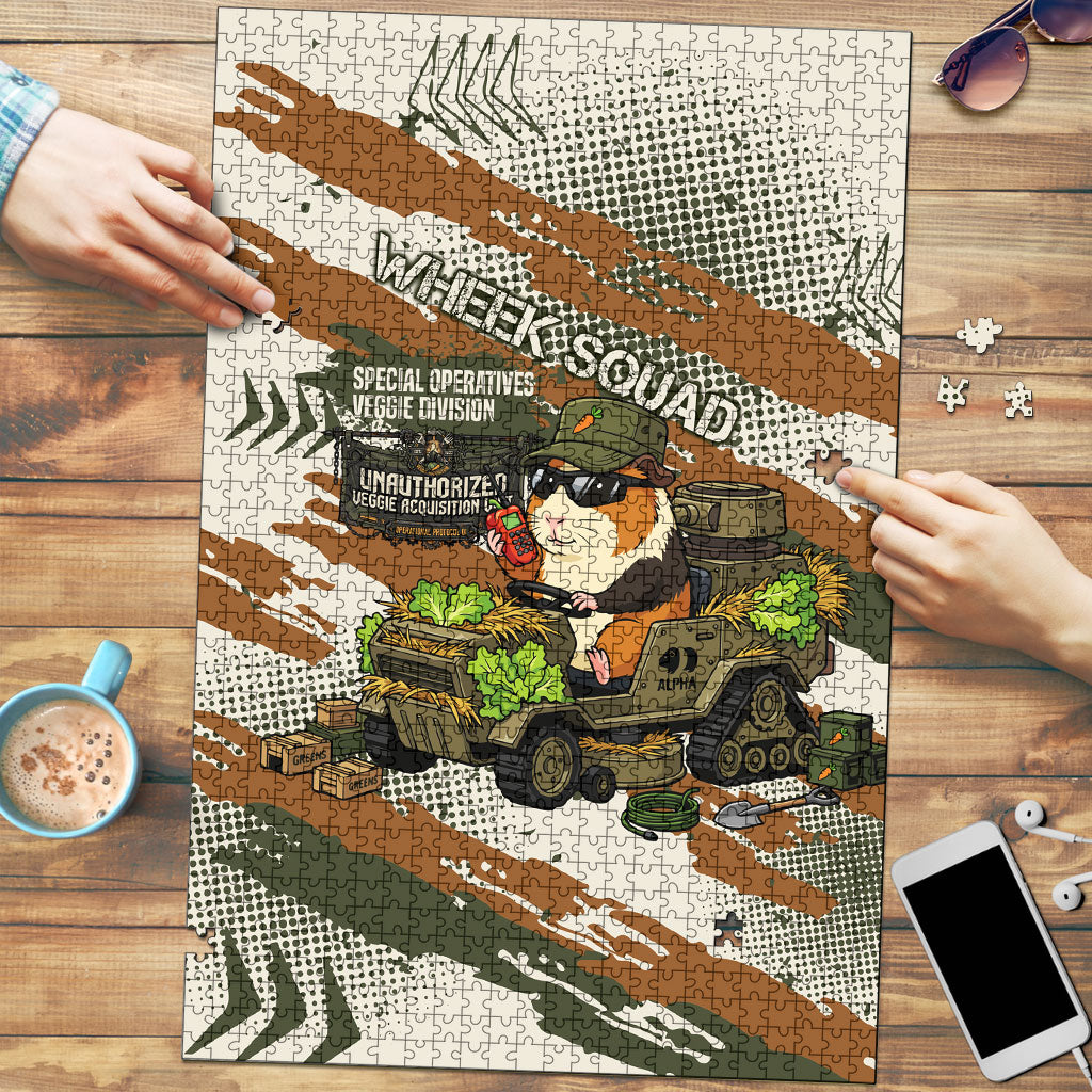 Wheek Squad Guinea Pig Puzzle Funny Military Tactical Camo Veggie Division Schematic