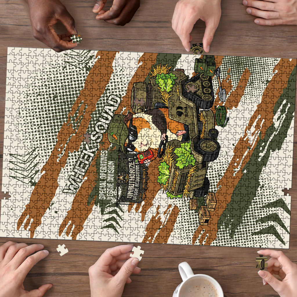 Wheek Squad Guinea Pig Puzzle Funny Military Tactical Camo Veggie Division Schematic