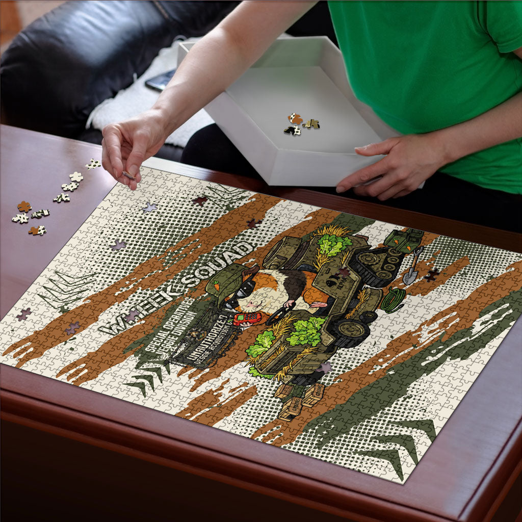Wheek Squad Guinea Pig Puzzle Funny Military Tactical Camo Veggie Division Schematic
