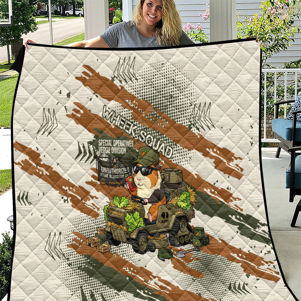 Wheek Squad Guinea Pig Quilt Funny Military Tactical Camo Veggie Division Schematic