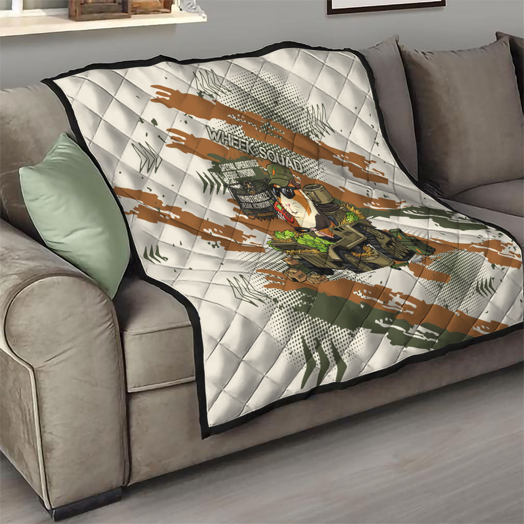 Wheek Squad Guinea Pig Quilt Funny Military Tactical Camo Veggie Division Schematic