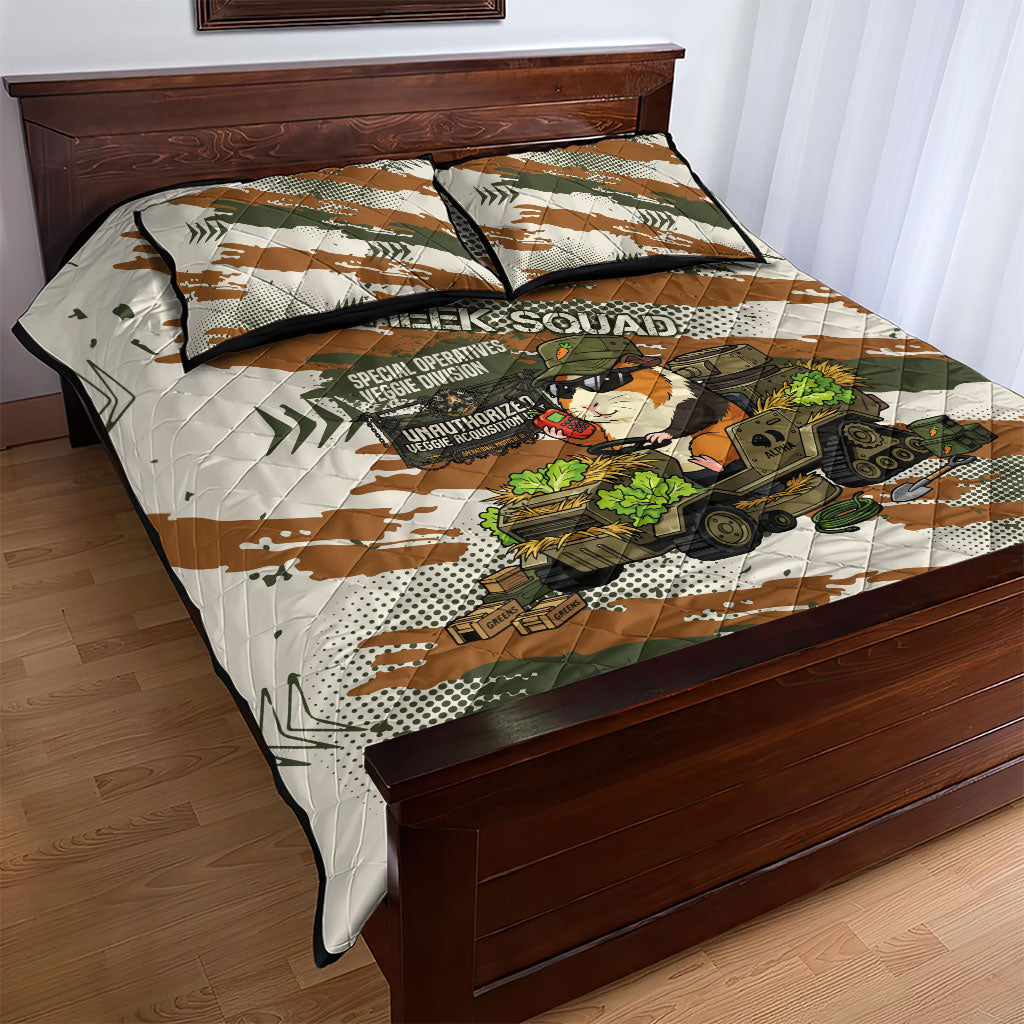 Wheek Squad Guinea Pig Quilt Bed Set Funny Military Tactical Camo Veggie Division Schematic