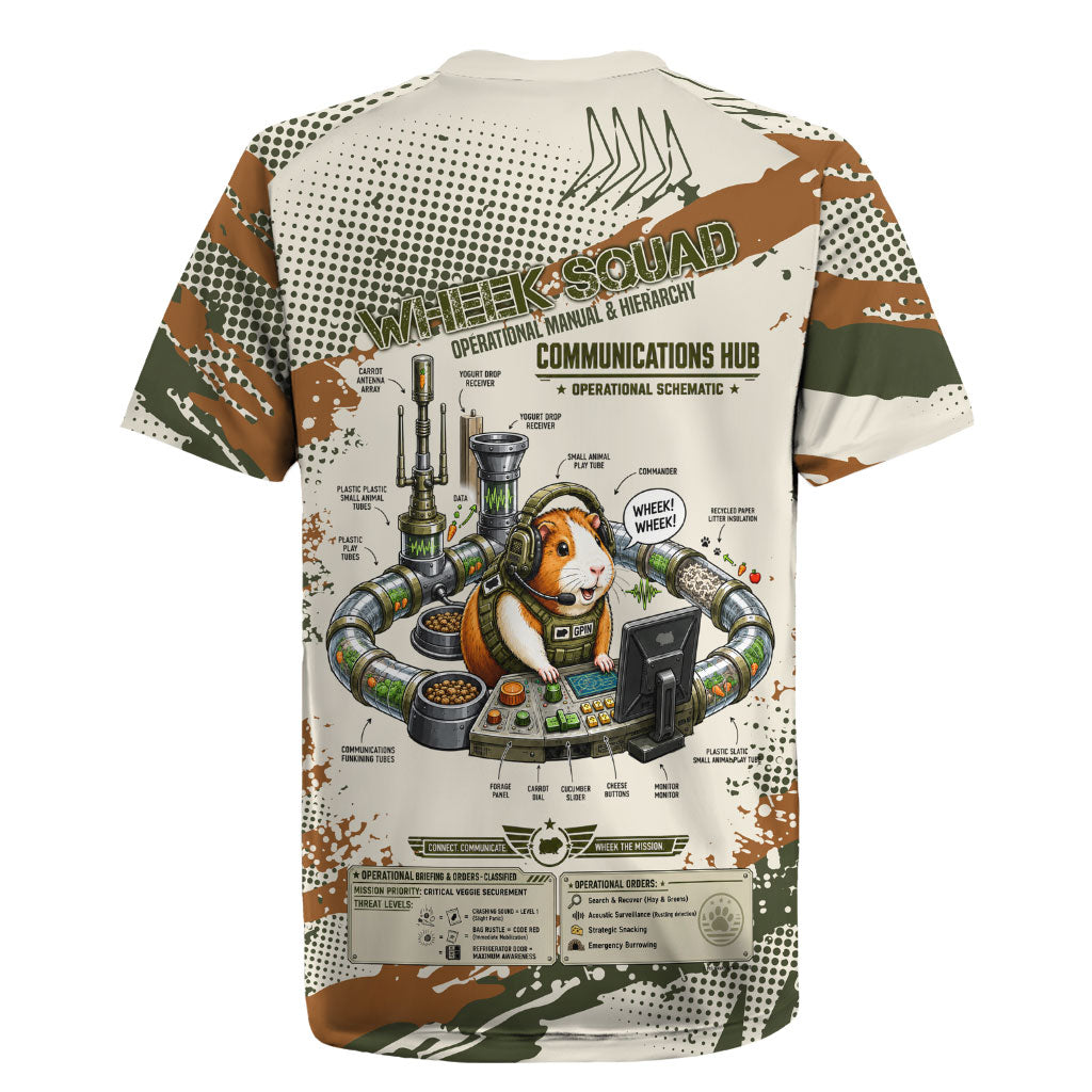Wheek Squad Guinea Pig Rugby Jersey Funny Military Tactical Camo Veggie Division Schematic