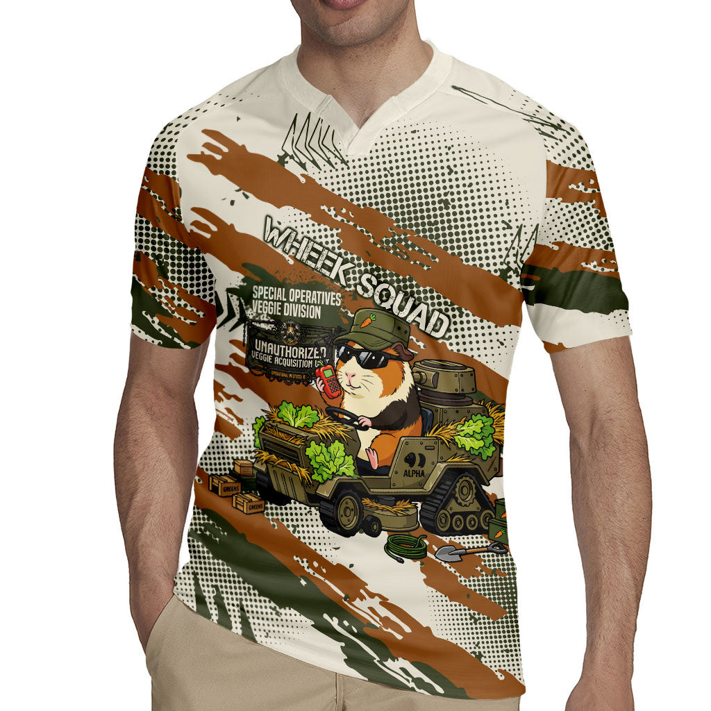 Wheek Squad Guinea Pig Rugby Jersey Funny Military Tactical Camo Veggie Division Schematic