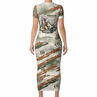 Wheek Squad Guinea Pig Short Sleeve Bodycon Dress Funny Military Tactical Camo Veggie Division Schematic