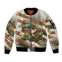 Wheek Squad Guinea Pig Sleeve Zip Bomber Jacket Funny Military Tactical Camo Veggie Division Schematic