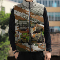 Wheek Squad Guinea Pig Sleeveless Puffer Jacket Funny Military Tactical Camo Veggie Division Schematic