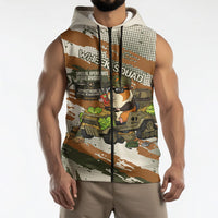 Wheek Squad Guinea Pig Sleeveless Zip Hoodie Funny Military Tactical Camo Veggie Division Schematic