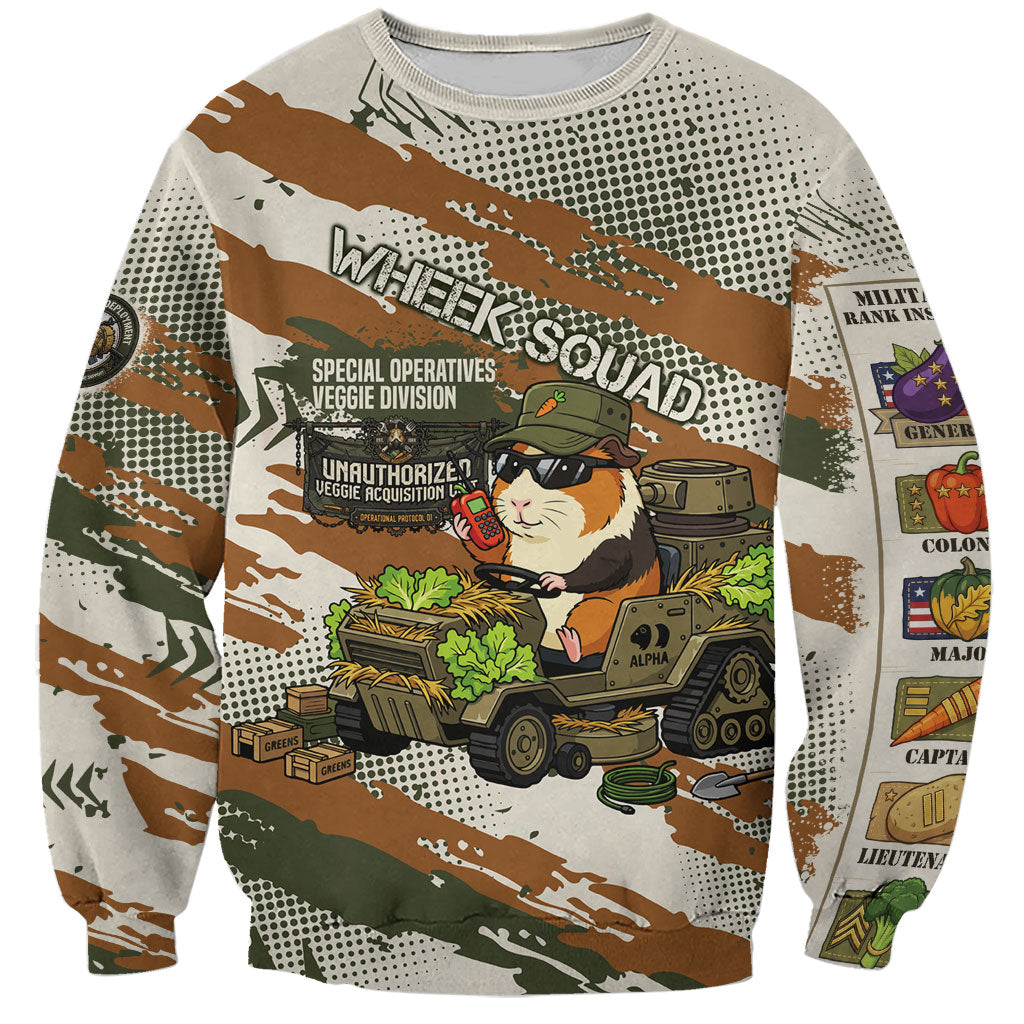Wheek Squad Guinea Pig Sweatshirt Funny Military Tactical Camo Veggie Division Schematic