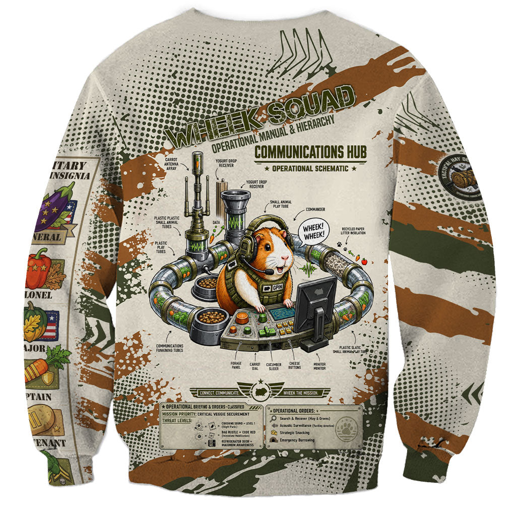 Wheek Squad Guinea Pig Sweatshirt Funny Military Tactical Camo Veggie Division Schematic