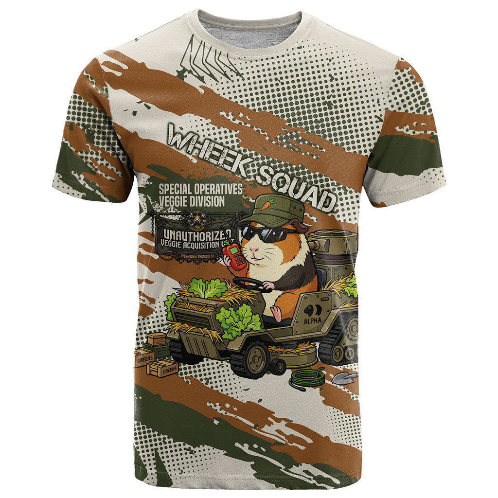 Wheek Squad Guinea Pig T Shirt Funny Military Tactical Camo Veggie Division Schematic