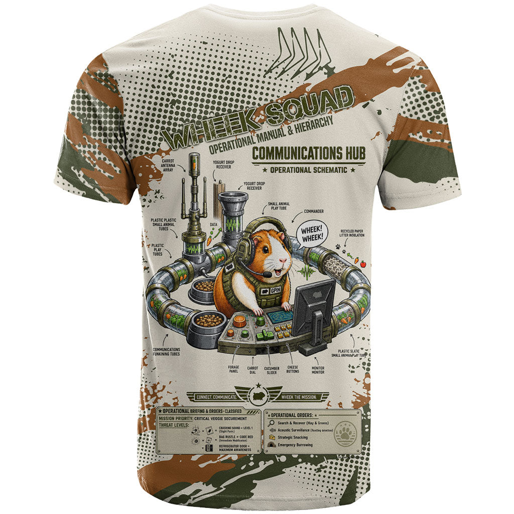 Wheek Squad Guinea Pig T Shirt Funny Military Tactical Camo Veggie Division Schematic