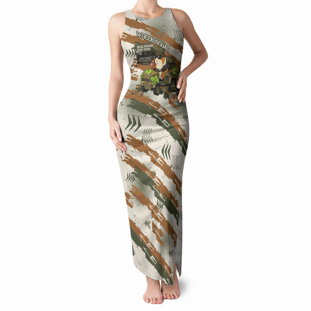 Wheek Squad Guinea Pig Tank Maxi Dress Funny Military Tactical Camo Veggie Division Schematic