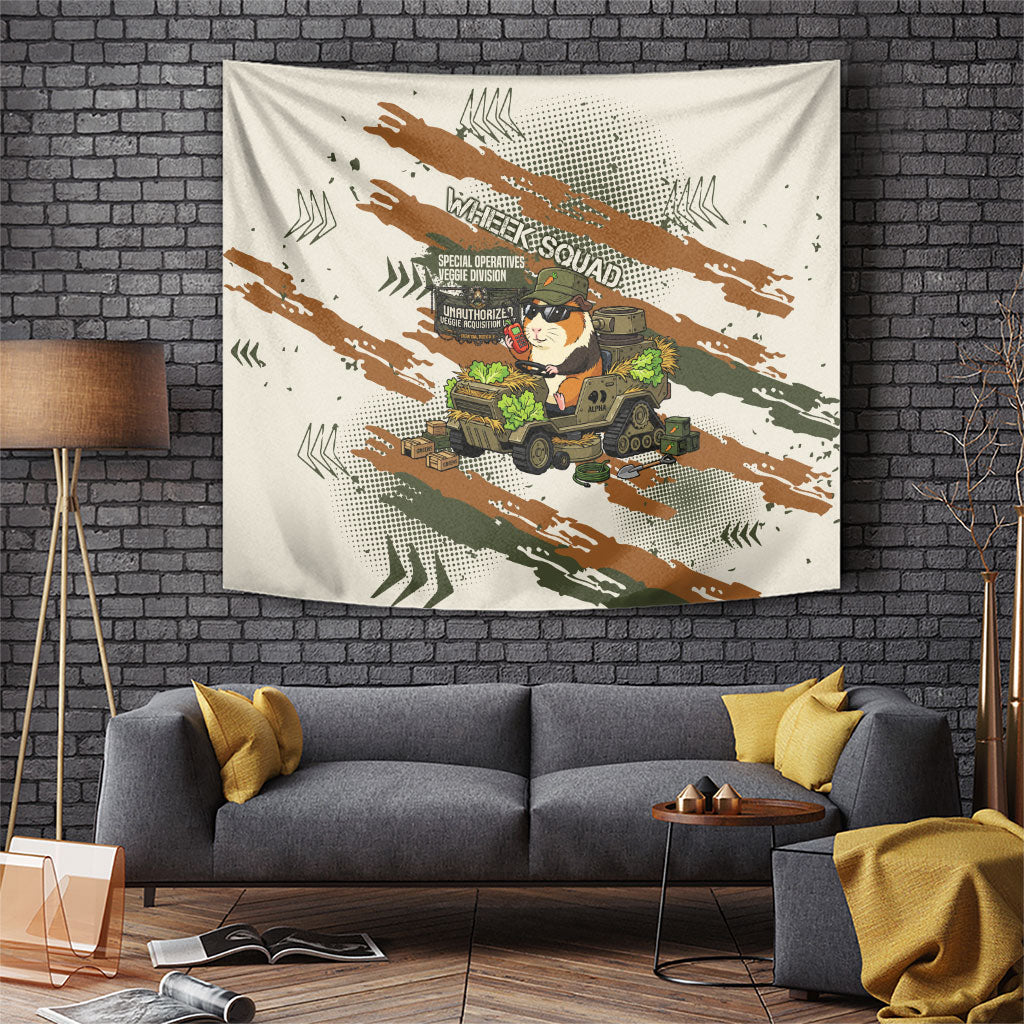 Wheek Squad Guinea Pig Tapestry Funny Military Tactical Camo Veggie Division Schematic