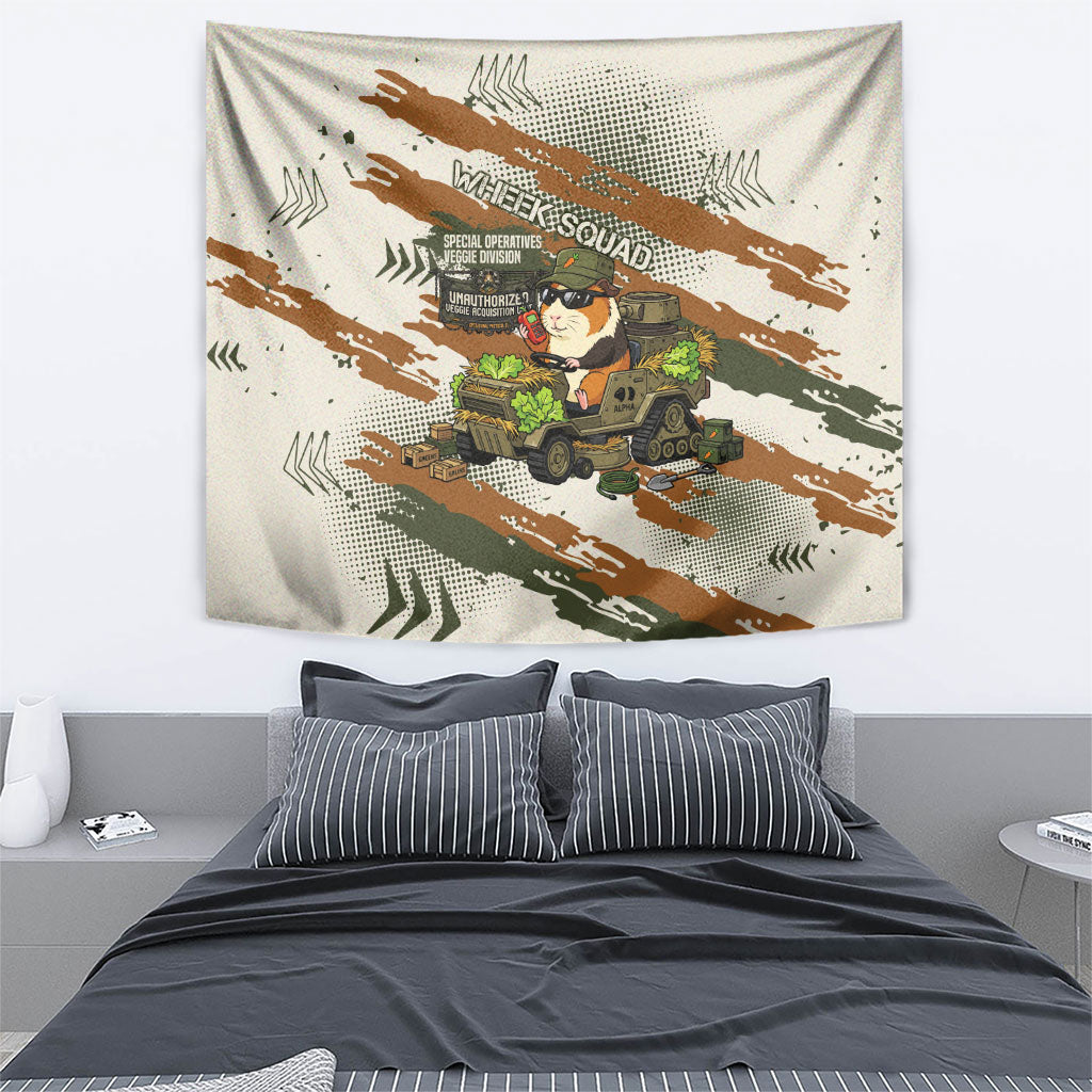Wheek Squad Guinea Pig Tapestry Funny Military Tactical Camo Veggie Division Schematic