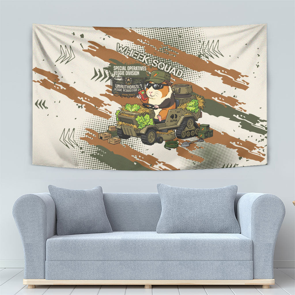 Wheek Squad Guinea Pig Tapestry Funny Military Tactical Camo Veggie Division Schematic