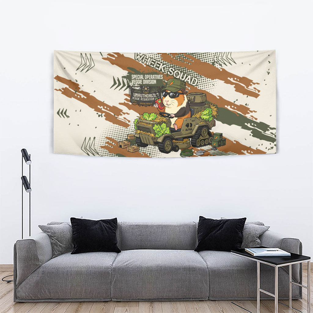 Wheek Squad Guinea Pig Tapestry Funny Military Tactical Camo Veggie Division Schematic