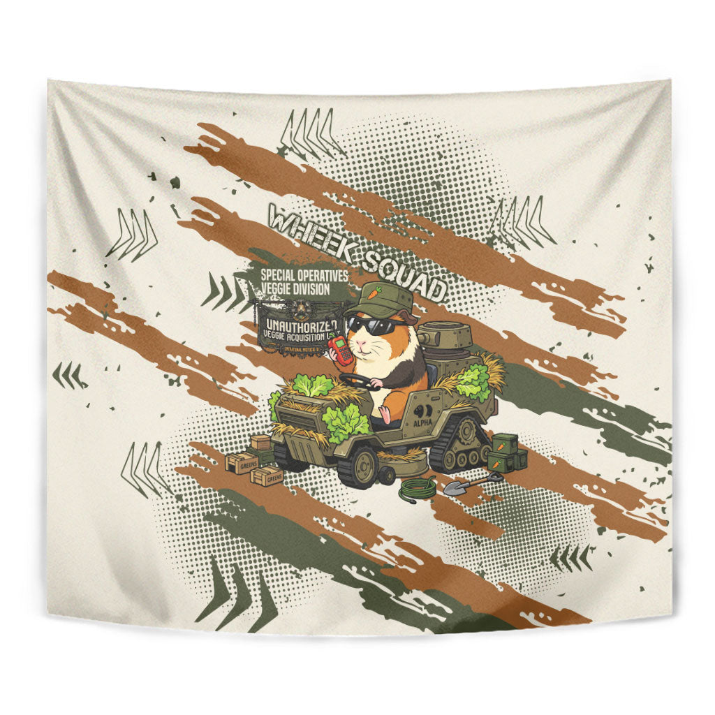 Wheek Squad Guinea Pig Tapestry Funny Military Tactical Camo Veggie Division Schematic