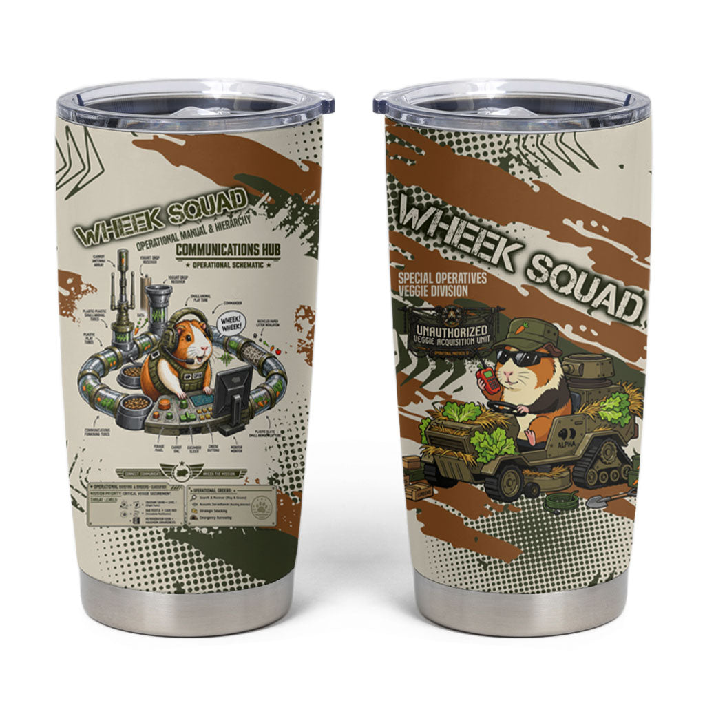 Wheek Squad Guinea Pig Tumbler Cup Funny Military Tactical Camo Veggie Division Schematic