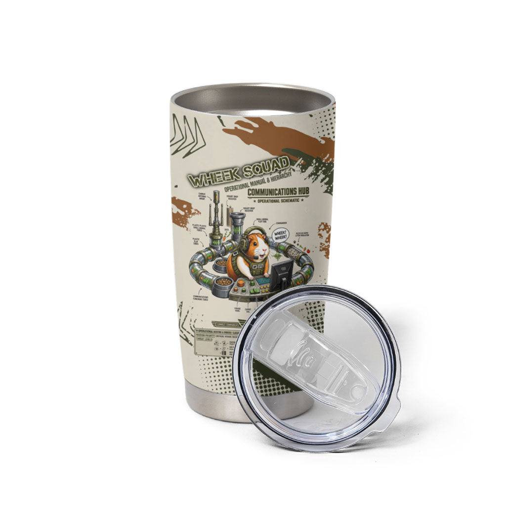 Wheek Squad Guinea Pig Tumbler Cup Funny Military Tactical Camo Veggie Division Schematic