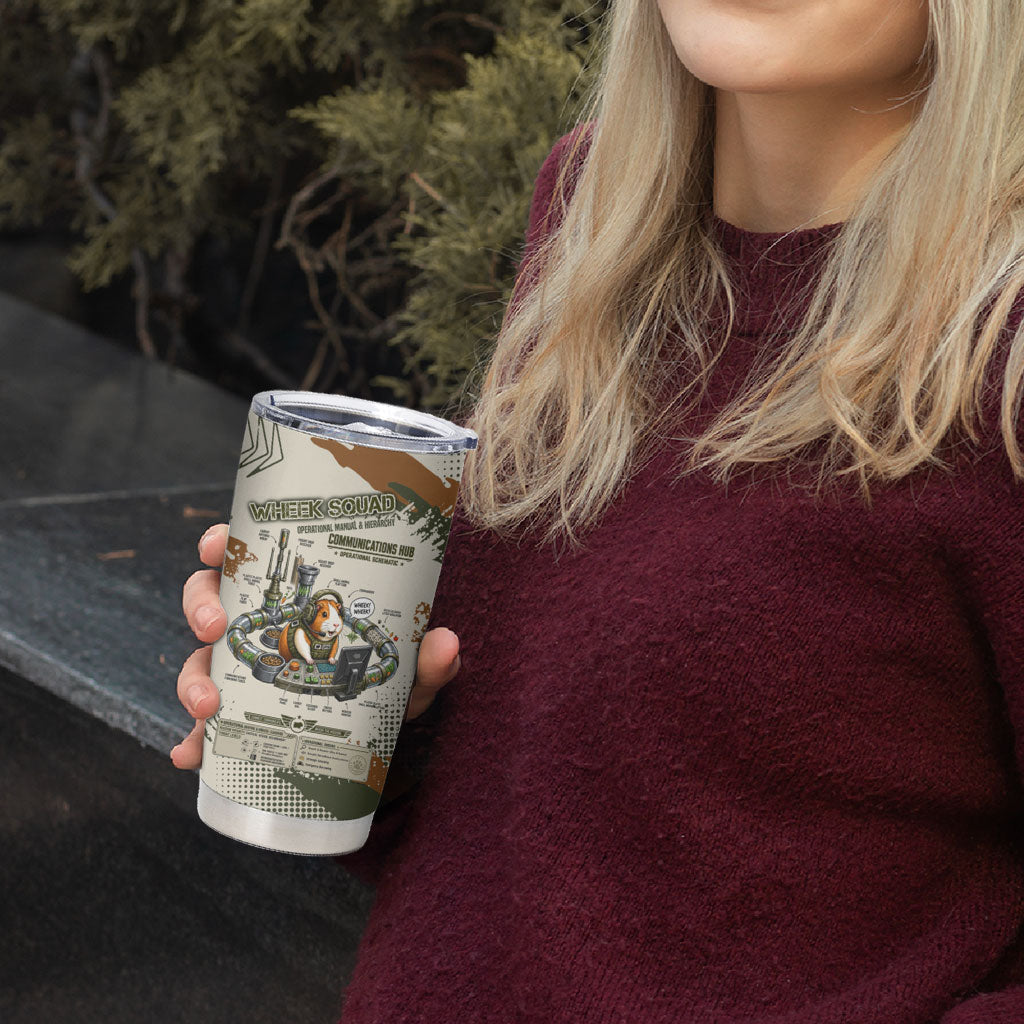 Wheek Squad Guinea Pig Tumbler Cup Funny Military Tactical Camo Veggie Division Schematic