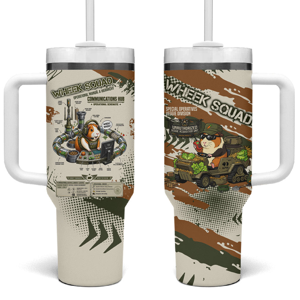 Wheek Squad Guinea Pig Tumbler With Handle Funny Military Tactical Camo Veggie Division Schematic