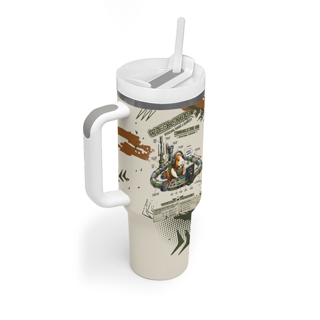 Wheek Squad Guinea Pig Tumbler With Handle Funny Military Tactical Camo Veggie Division Schematic