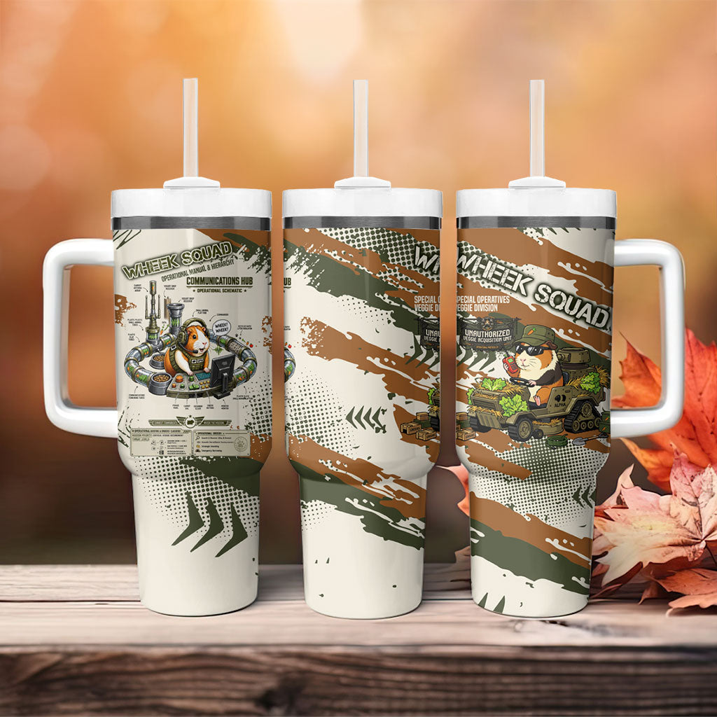 Wheek Squad Guinea Pig Tumbler With Handle Funny Military Tactical Camo Veggie Division Schematic