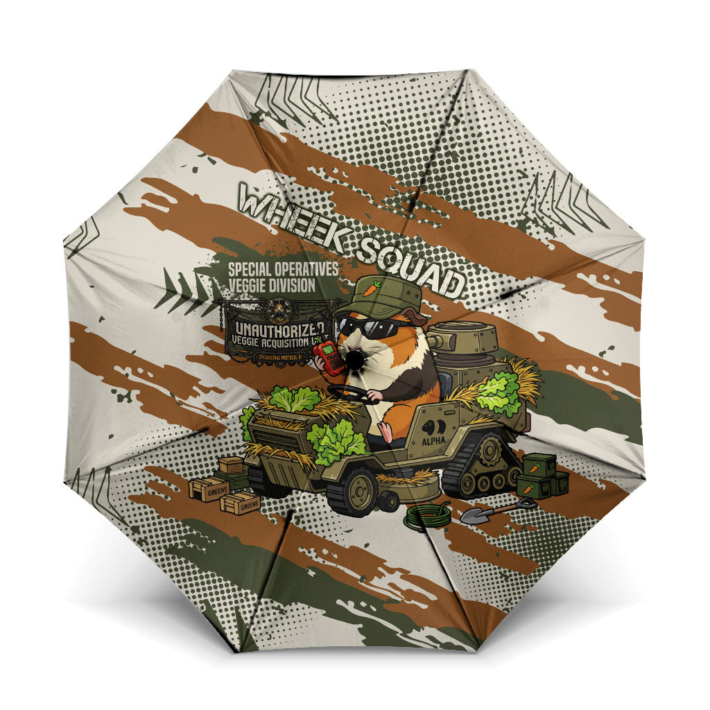 Wheek Squad Guinea Pig Umbrella Funny Military Tactical Camo Veggie Division Schematic