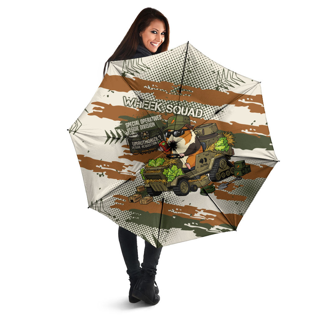 Wheek Squad Guinea Pig Umbrella Funny Military Tactical Camo Veggie Division Schematic