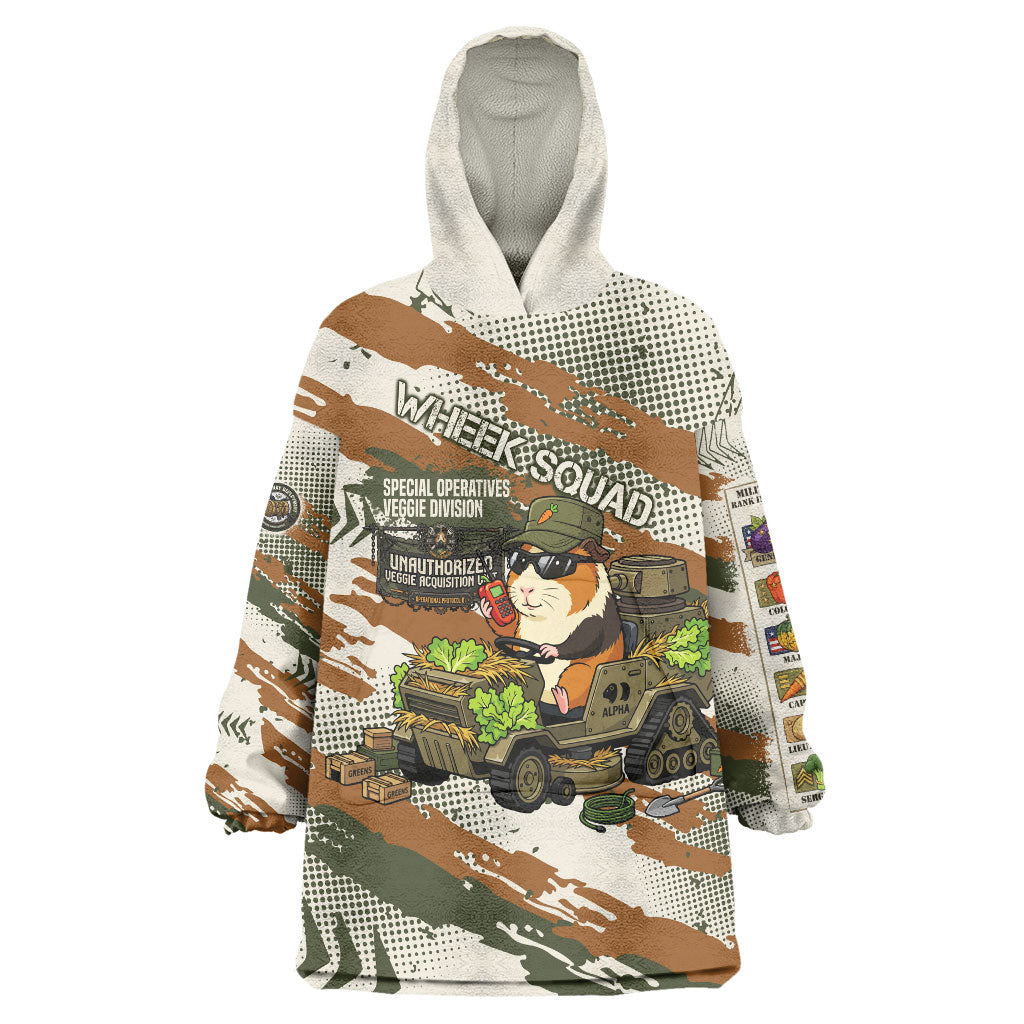 Wheek Squad Guinea Pig Wearable Blanket Hoodie Funny Military Tactical Camo Veggie Division Schematic