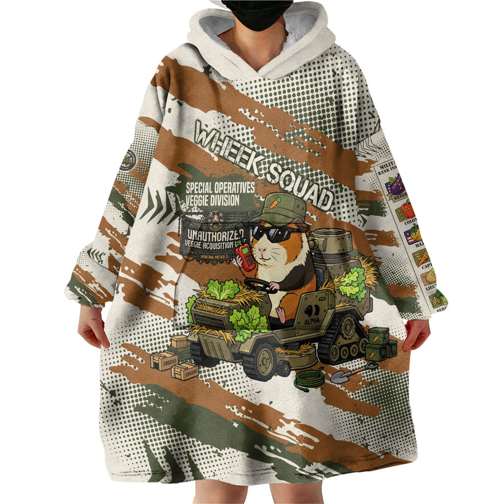 Wheek Squad Guinea Pig Wearable Blanket Hoodie Funny Military Tactical Camo Veggie Division Schematic