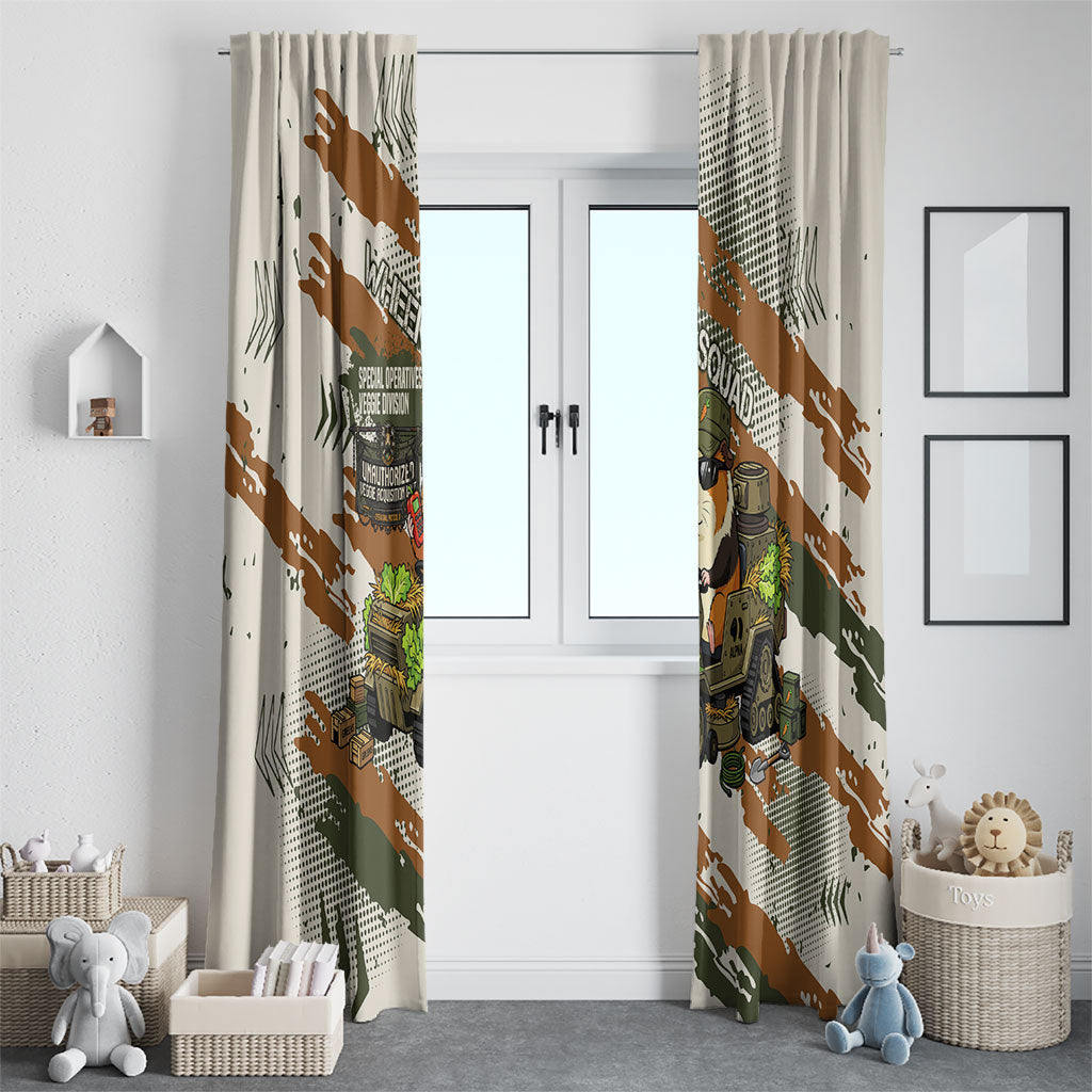 Wheek Squad Guinea Pig Window Curtain Funny Military Tactical Camo Veggie Division Schematic