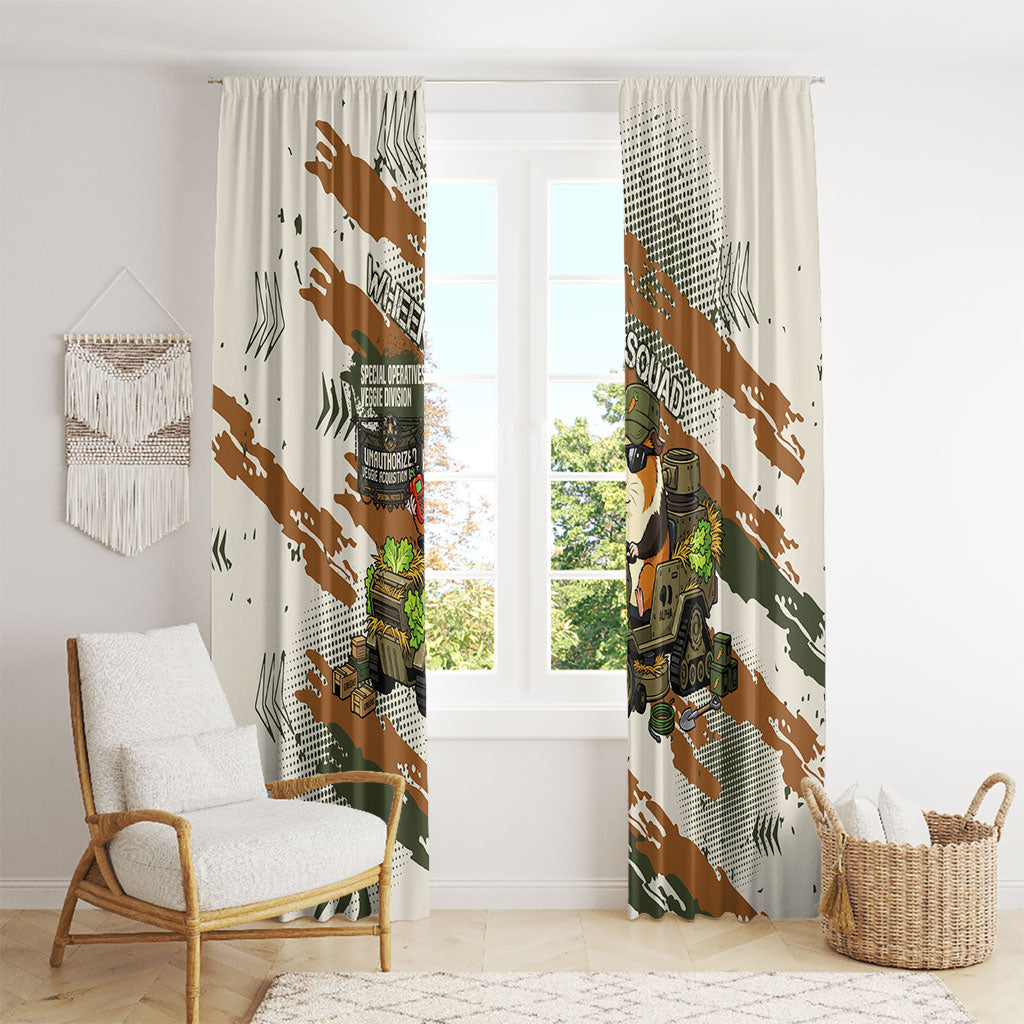 Wheek Squad Guinea Pig Window Curtain Funny Military Tactical Camo Veggie Division Schematic